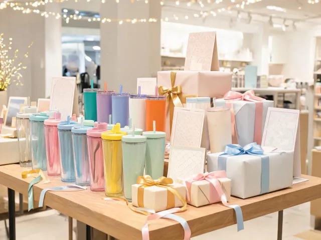 Gift table with drinkware